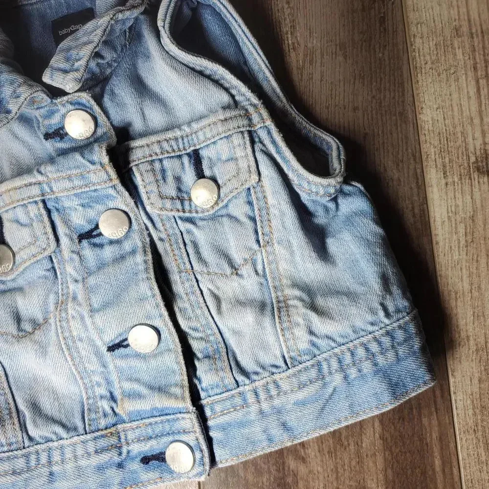 babyGap Toddler 18-24m Blue Jean Vest EUC 100% Cotton NWOT
